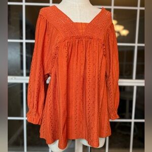 Cato Eyelet & Lace Blouse – Women’s Large | Orange